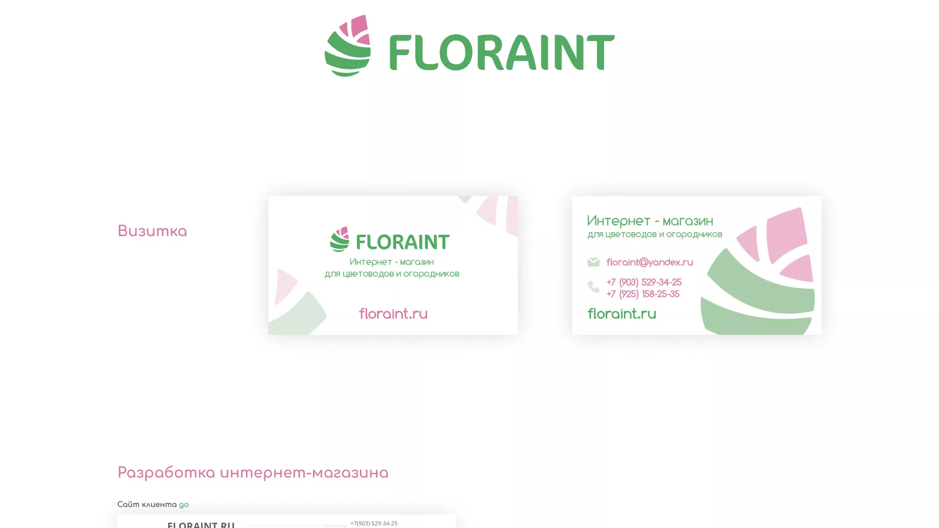 Создание логотипа и интернет-магазина «FLORAINT» в Снежинске