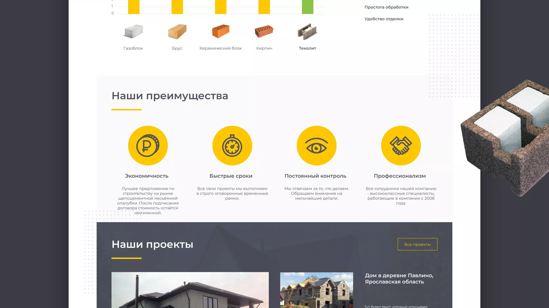 Создание сайта для строительной компании «ЭКОДОМ» в Снежинске